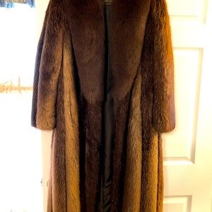 Vintage full length authentic beaver fur coat